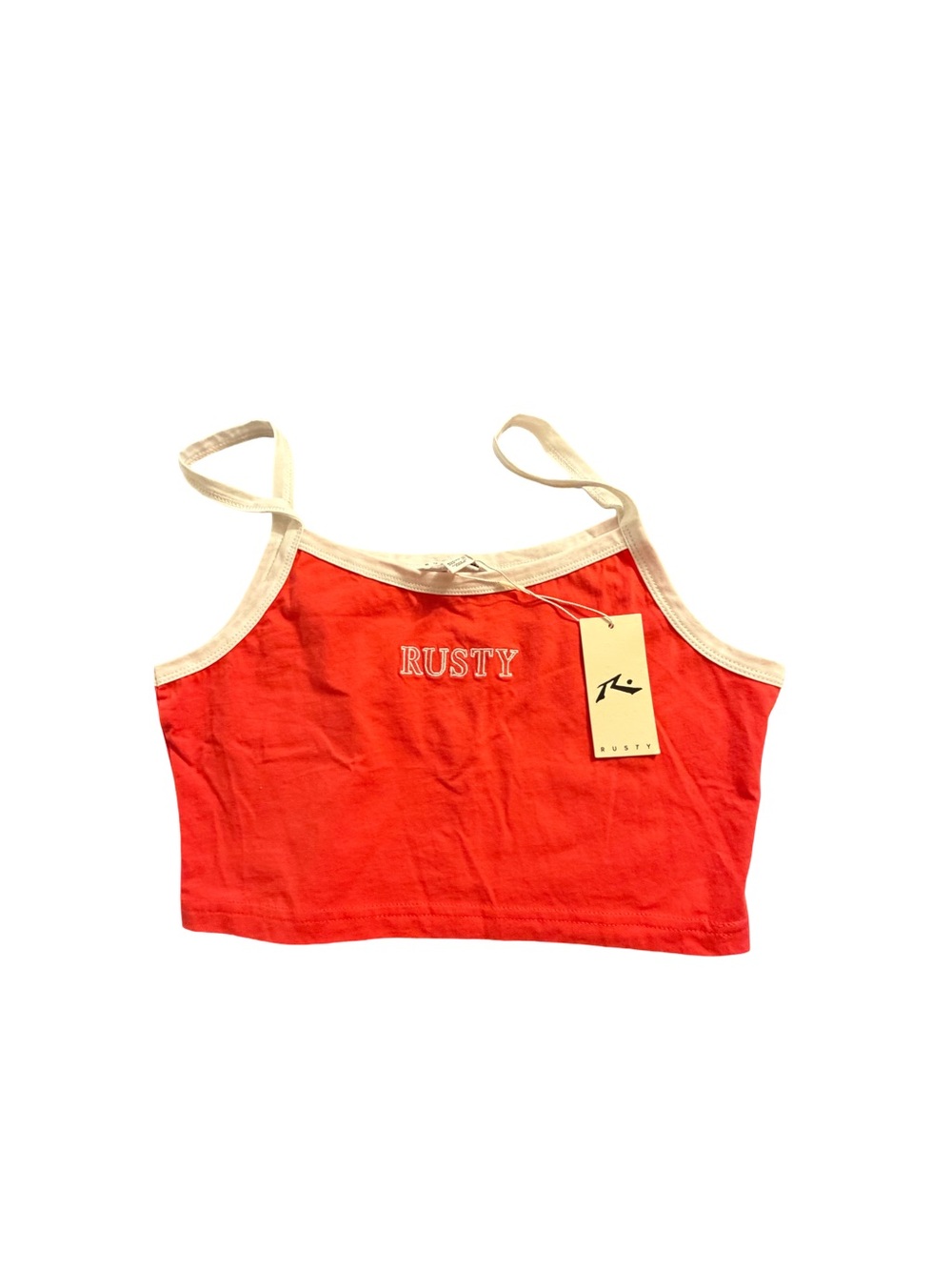 Rusty Red Cropped Camisole with Cream Trim